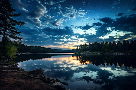 Tranquil Lake Reflections. Generative AIの素材