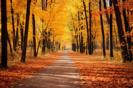 Vibrant Autumn Forest Artwork. Generative AIの素材