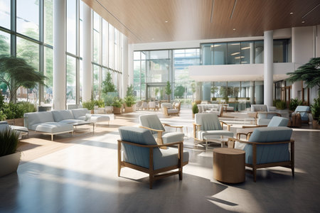 Modern Hospital Lobby Interior Shots. Generative AIの素材
