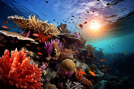 Vibrant Coral Reef Diving Expedition. Generative AIの素材