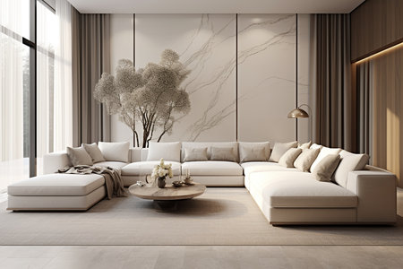 Modern Living Room Interior. Generative AIの素材