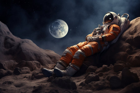 Astronaut Lunar Serenity. Generative AIの素材