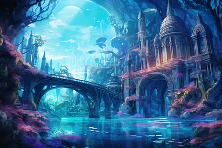 Enchanting Subaquatic Realm: Mermaid Haven. Generative AIの素材