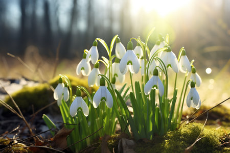 Radiant Spring Flowers in Sunshine. Generative AIの素材