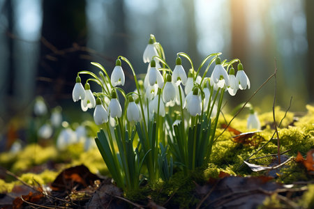 Radiant Spring Flowers in Sunshine. Generative AIの素材