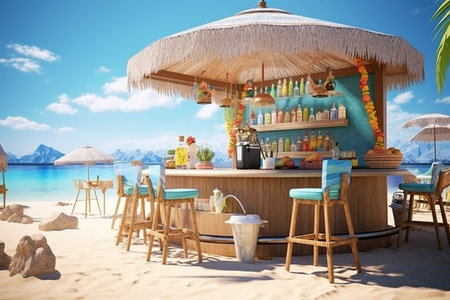 Summer Beach Bar. Generative AIの素材