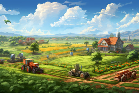 Expansive Crop Farm. Generative AIの素材