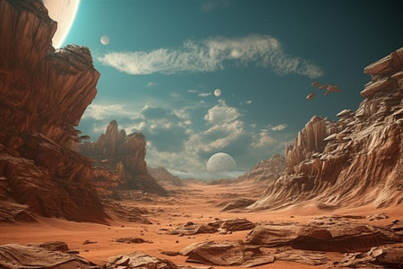 Mars Horizon Landscape. Generative AIの素材