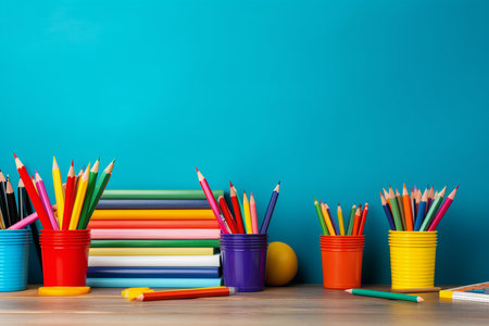 Colorful School Supplies Background. Generative AIの素材