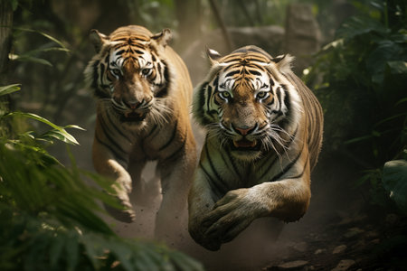 Serpentine Tigers. Generative AIの素材