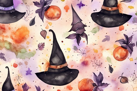 Enchanting Witch craft Watercolor. Generative AIの素材