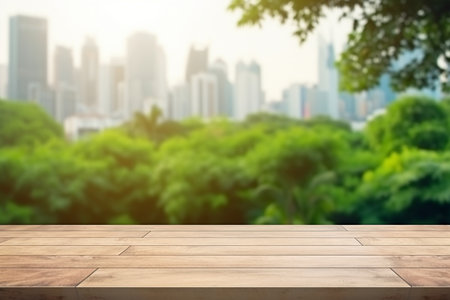 Tranquil Empty Wooden Table. Generative AIの素材