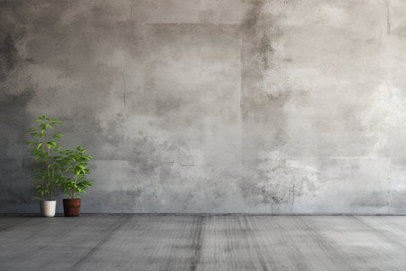 Loft Room with Concrete Walls. Generative AIの素材
