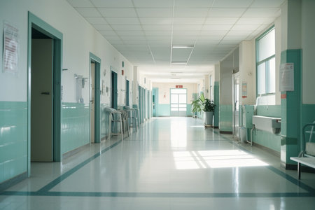 Blurry Hospital Reception Scene. Generative AIの素材
