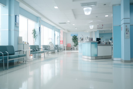 Blurry Hospital Reception Scene. Generative AIの素材