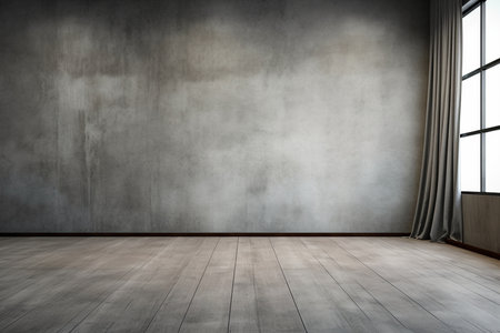 Loft Room with Concrete Walls. Generative AIの素材