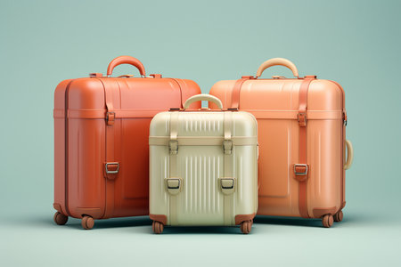 Assorted Suitcases in 3D. Generative AIの素材