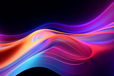 Abstract Fluid Holographic Neon Waves. Generative AIの素材