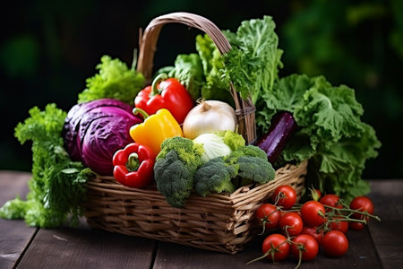 Fresh Vegetable Basket. Generative AIの素材