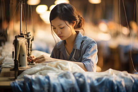 Asian Seamstress. Aiの素材