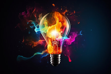 Colorful Light Bulb. Aiの素材