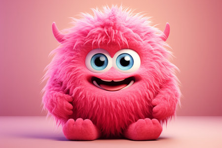 Pink Fluffy Monster. Aiの素材