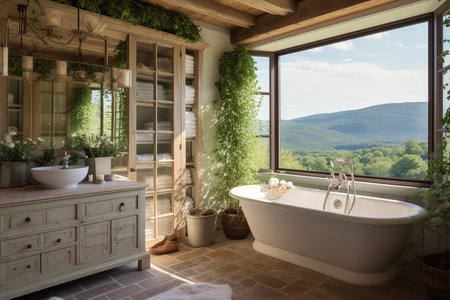Farmhouse Bathroom. Aiの素材