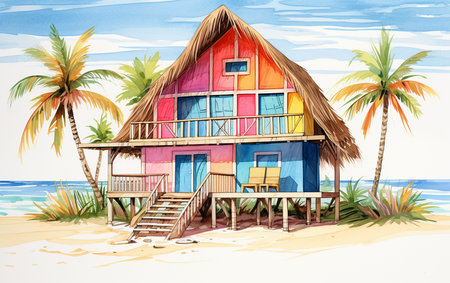 Vibrant Beachfront. Aiの素材