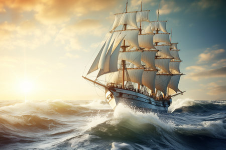 Sailing Elegance on the High Seas. Aiの素材