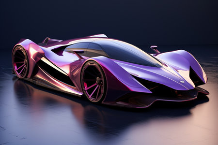 Sleek Hypercar in Purple Splendor. Aiの素材