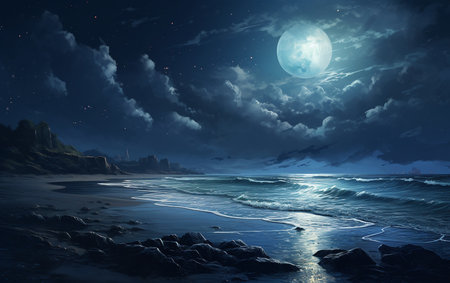 Coastal Nightfall. Aiの素材