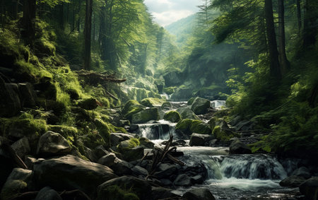 Serene Cascade. Aiの素材