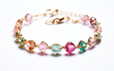 Unique Gemstone Anklet Creation White Backgroundの素材