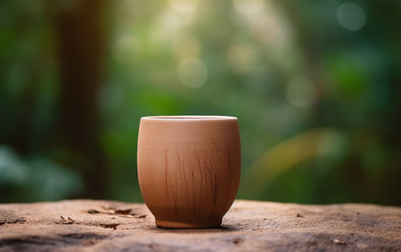 Artisanal Clay Beverage Mug White Backgroundの素材