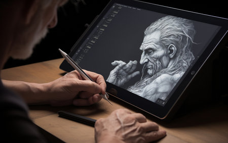 Digital Sketch Pad Device Black Backgroundの素材