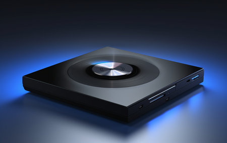 External Optical Media Reader Black Backgroundの素材