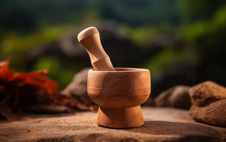 Artisanal Hand Carved Wooden Mortarの素材