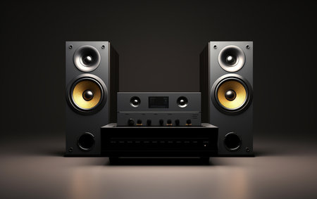Immersive Home Entertainment Setup Black Backgroundの素材