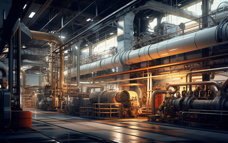 Professional Manufacturing Facility Black Backgroundの素材