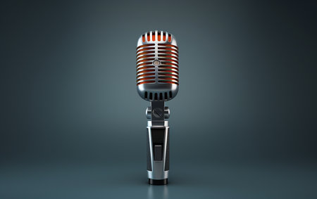 Noise Reducing Microphone Black Backgroundの素材