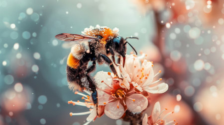 Pollinating Flower: Bee Close-Upの素材