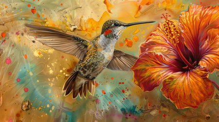 Close-Up Hovering: Vibrant Hummingbirdの素材