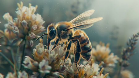 Close-Up Pollination: Honeybee and Wildflowerの素材