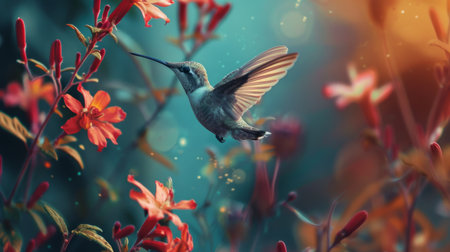 Close-Up Hovering: Vibrant Hummingbirdの素材
