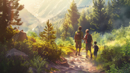 Family Expedition: Scenic Trail in National Parkの素材