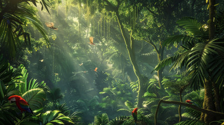 Tropical Symphony: Lush Rainforest Alive with Soundsの素材