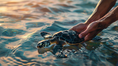 Tender Freedom: Hands Releasing Rehabilitated Sealの素材