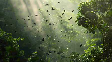 Rainforest Canopy Teeming with Birdsの素材