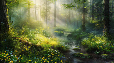 Sunlit Sanctuary: Serene Forest Glade Invitationの素材