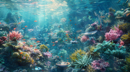 Coral Kaleidoscope: Underwater Scene Teeming with Colorの素材